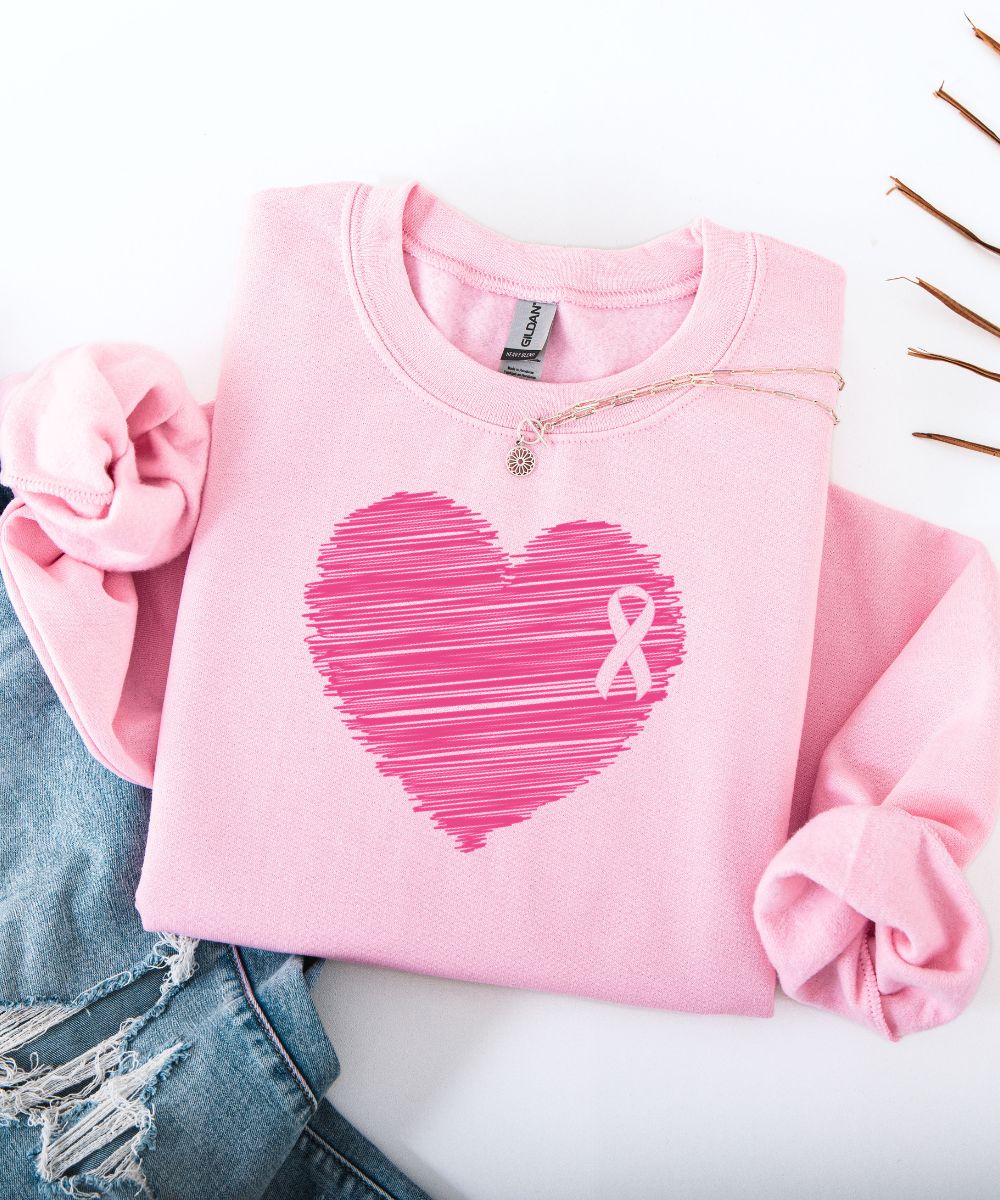 Breast Cancer Heart Ribbon Sweatshirt